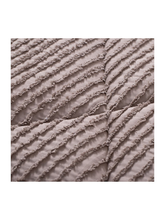 Saray Home Σετ Πάπλωμα Μονό με Γέμιση Microfiber 160x220εκ. Ruffles Καφέ μόκα 2τμχ 200 GSM