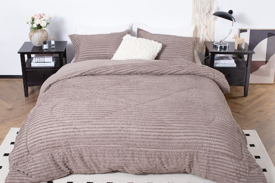 Saray Home Комплект Пухено Единично с Пълнеж Microfiber 160x220бр Mocha Brown 2бр 200 г/м²Gsm