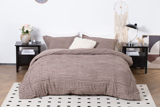 Saray Home Комплект Пухено Единично с Пълнеж Microfiber 160x220бр Mocha Brown 2бр 200 г/м²Gsm