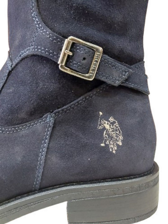 Leather Women's Boots with Zipper Isabel Blue