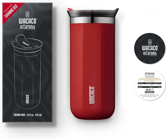 Wacaco Octaroma Grande Travel Mug Ποτήρι Θερμός Ανοξείδωτο BPA Free 435ml Carmine Red με Επιστόμιο