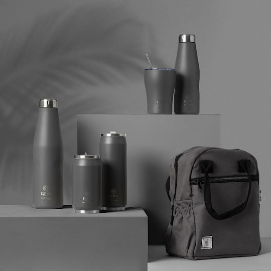 Estia Travel Cup Save the Aegean Reciclabil Pahar Termos Oțel inoxidabil / Plastic Fără BPA 500ml FJORD GRI cu Pai