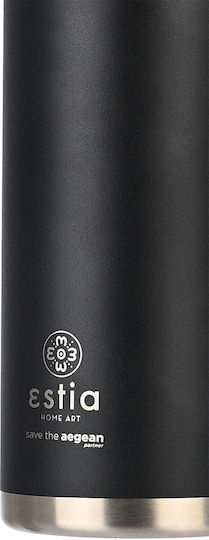 Estia Travel Chug Save the Aegean Bottle Thermos Stainless Steel 750ml MIDNIGHT BLACK with Loop
