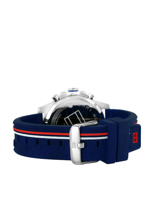 Tommy Hilfiger Decker Men's Watch 46mm Chronograph Battery with Blue Rubber Strap