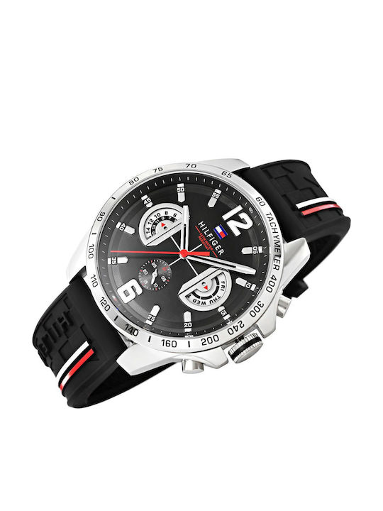 Tommy Hilfiger Decker Men's Watch 46mm Chronograph Battery with Black Rubber Strap