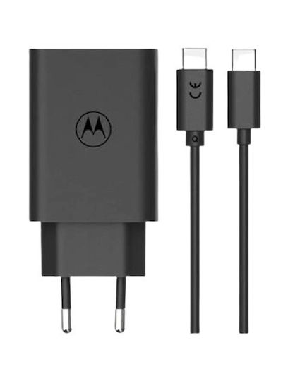 Motorola Φορτιστής GaN με Θύρα USB-C και Καλώδιο USB-C - USB-C 68W Μαύρος (TurboPower)