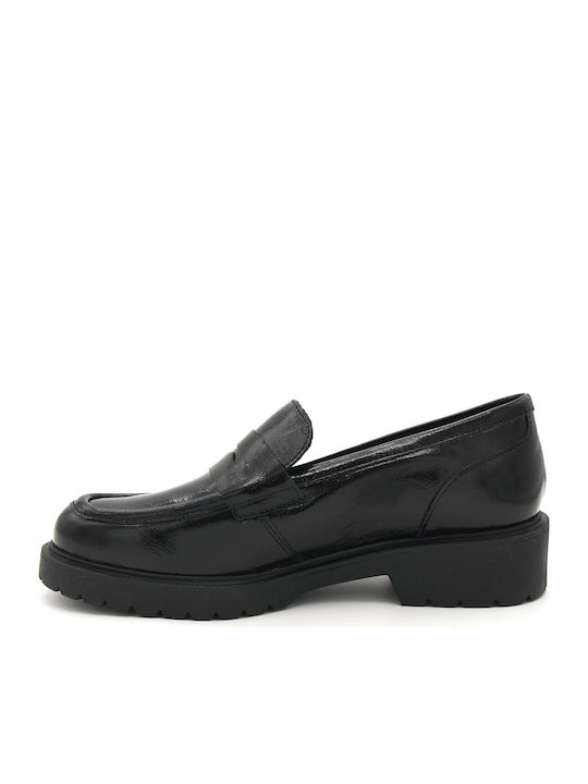 Leather Women's Loafers in Black Color