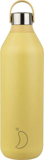 Chilly's Series 2 Bottle Thermos Stainless Steel BPA Free 1lt Yellow with Loop