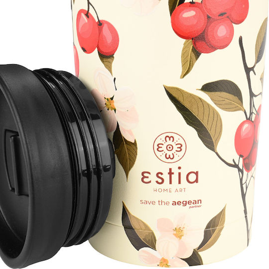 Estia Travel Mug Save The Aegean Glass Thermos Stainless Steel 350ml Sakura Whisper
