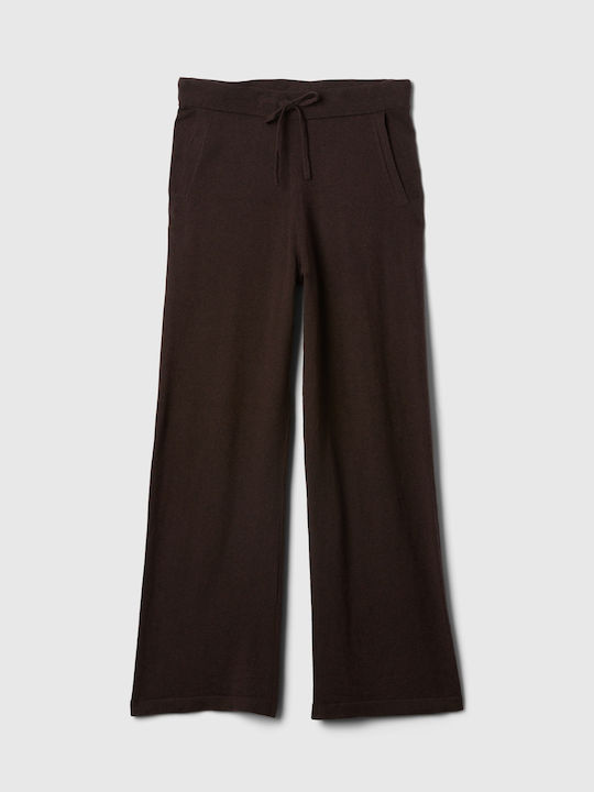 Women's Fabric Trousers with Rubber Band Terra Brown