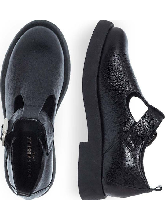 Leather Women's Moccasins in Black Color
