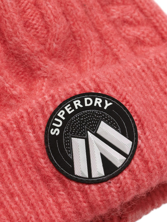 Superdry Cable Luxe Knit Beanie Beanie Knitted in Pink color