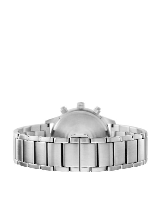 Emporio Armani Men's Watch 43mm Chronograph Battery with Silver Metal Bracelet