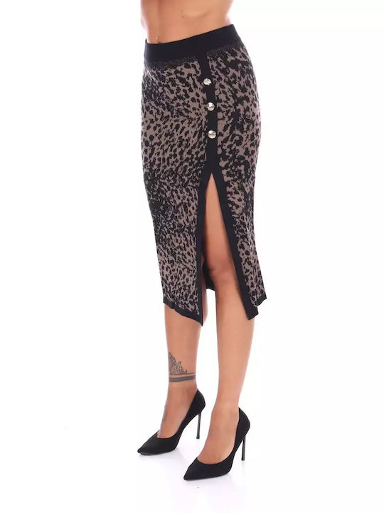 Midi Skirt Brown/black