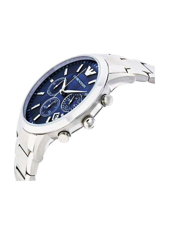 Emporio Armani Renato Herrenuhr 43mm Chronograph Batterie mit Silber Metallarmband