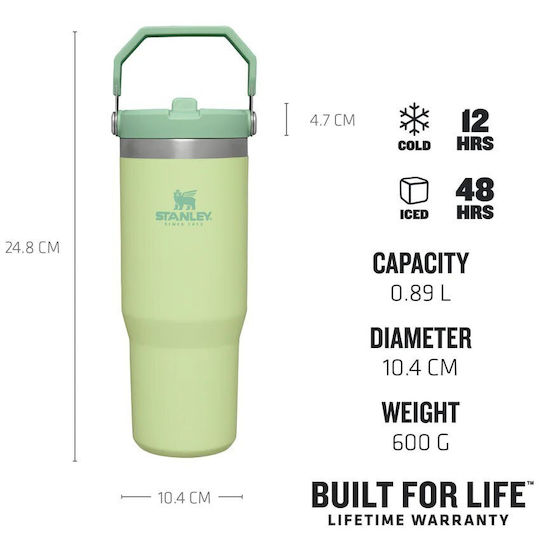 Stanley Flip Flasche Thermosflasche Rostfreier Stahl BPA Frei 880ml Citron mit Stroh