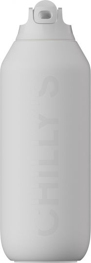 Chilly's Series 2 Flip Flasche Thermosflasche Rostfreier Stahl BPA-frei 500ml Granite Grey mit Stroh und Schleife