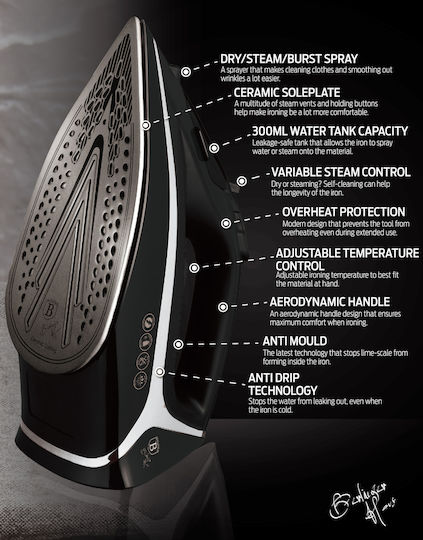Berlinger Haus Steam Iron 2200W with Ceramic Plate