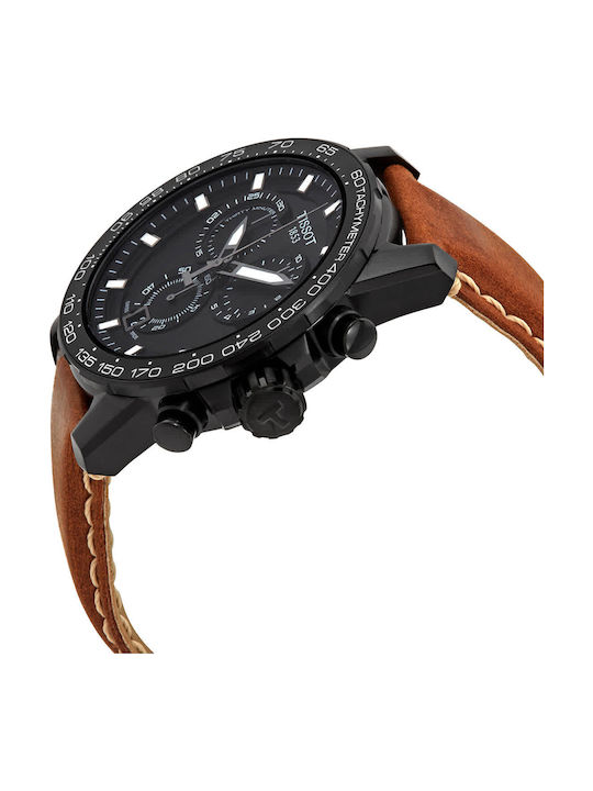 Tissot Supersport Ανδρικό Ρολόι 45mm Χρονογράφος με Καφέ Δερμάτινο Λουράκι