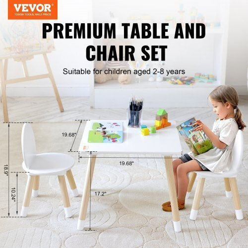 Kinder Tischset mit Stühlen Weiß Vevor