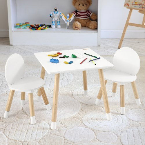 Kinder Tischset mit Stühlen Weiß Vevor
