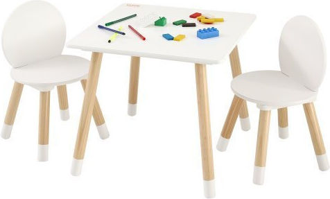 Kinder Tischset mit Stühlen Weiß Vevor