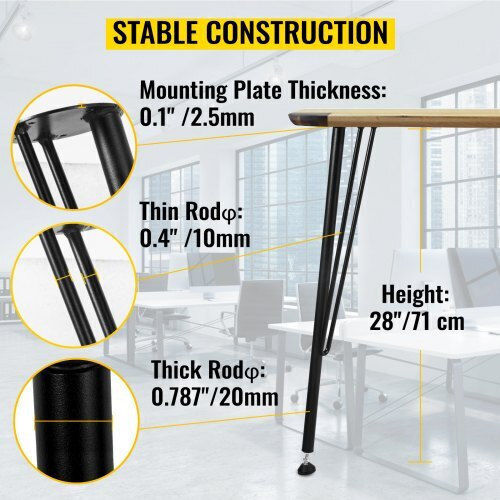Set de 4 picioare de masă metalice Vevor 28" negre Tzztgycgfj3289kigv0