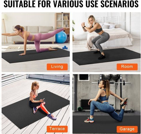 Vevor Στρώμα Γυμναστικής Pilates Μαύρο (243.84x152.4cm)