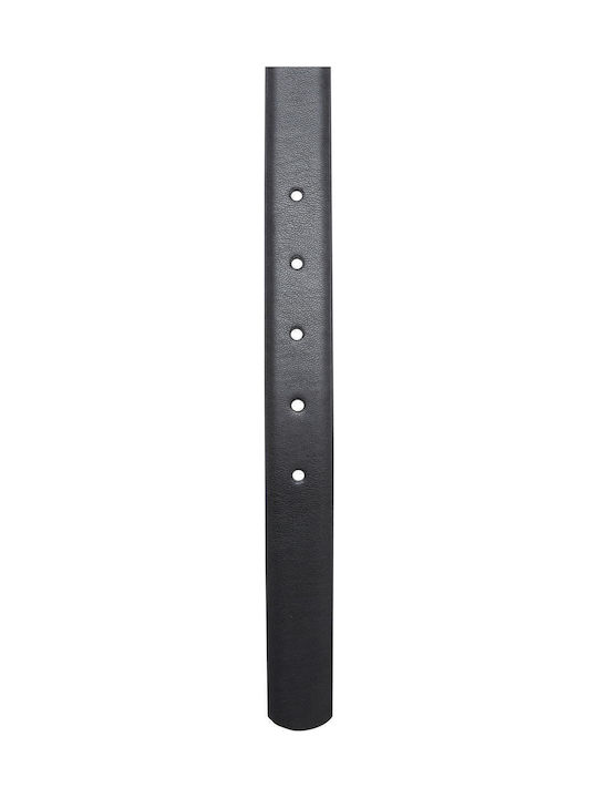 Leather Women's Belt Black Velvet-Black Metal