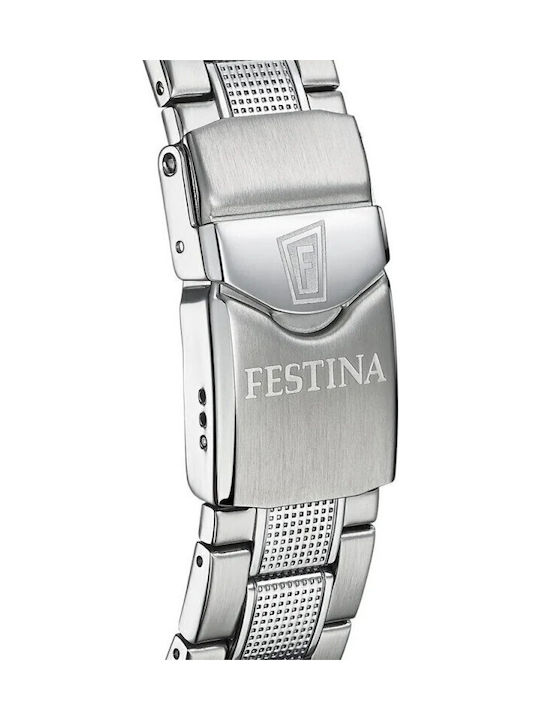 Festina Herrenuhr 41mm Batterie mit Silber Metallarmband