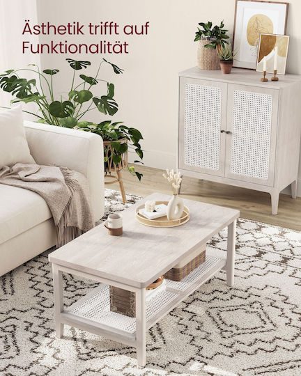 Rectangular Central Wooden Coffee Table Beige M100xW55xH45cm