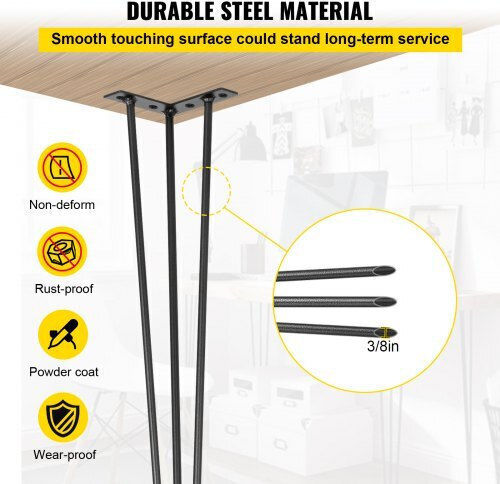 Set of 4 Black Vevor Hairpin Table Legs 36" Load 880lbs DIY Furniture Tzzt4pcs36yc3g001v0