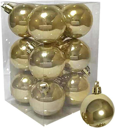 Set 12 Kunststoff Goldene Kugel Ornamente 4cm