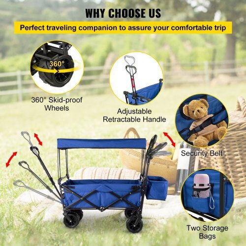 Vevor Transport Trolley Foldable for Weight Load up to 100kg Blue