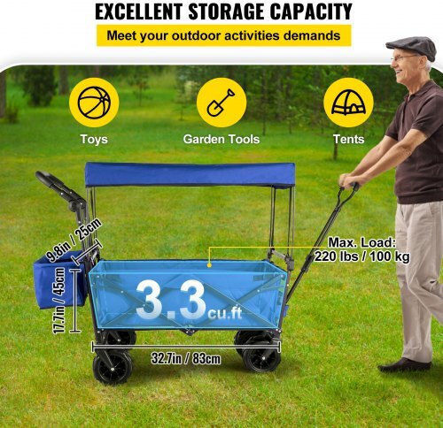 Vevor Transport Trolley Foldable for Weight Load up to 100kg Blue