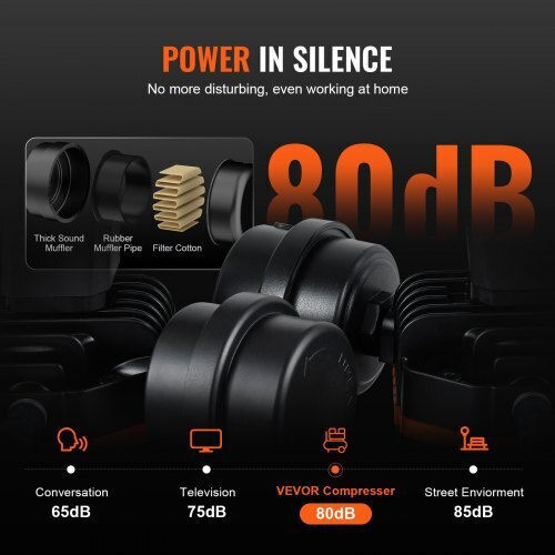 Vevor Κομπρεσέρ Αέρος 80dB με Ισχύ 1hp και Αεροφυλάκιο 18lt