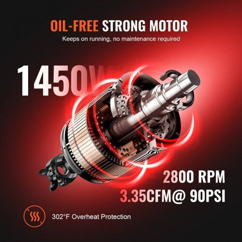 Vevor Κομπρεσέρ Αέρος 70dB με Ισχύ 2hp και Αεροφυλάκιο 24lt