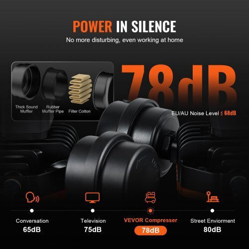 Vevor Κομπρεσέρ Αέρος 68dB με Ισχύ 1hp και Αεροφυλάκιο 4lt