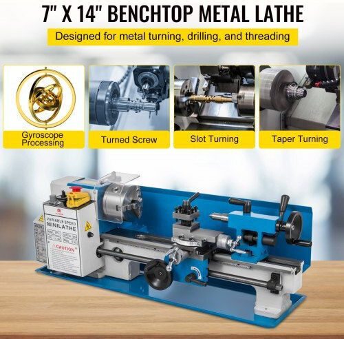 Vevor Mini-Drehmaschine JSMNCC7X14-550W01V2 mit Leistung 550 Watt