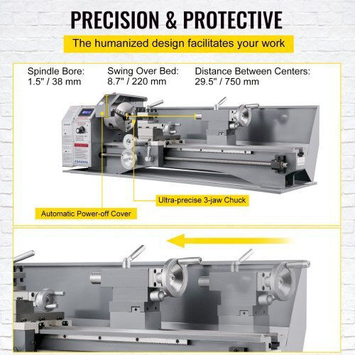 Vevor Μηχανουργικός Τόρνος JSMNCC220X750-001V2 με Ισχύ 1.1kW