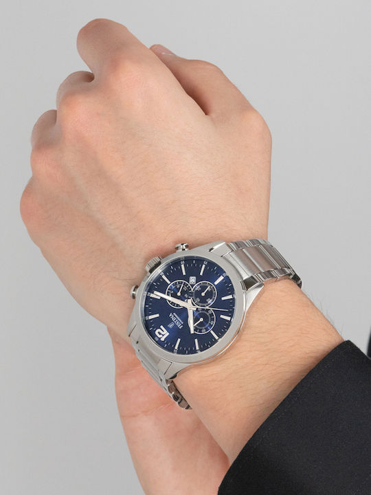 Festina Ceas Barbati 44mm Cronograf Baterie cu Brățară Din Metal Argintie