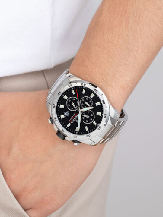 Festina Men's Watch 44mm Chronograph Battery with Silver Metal Bracelet