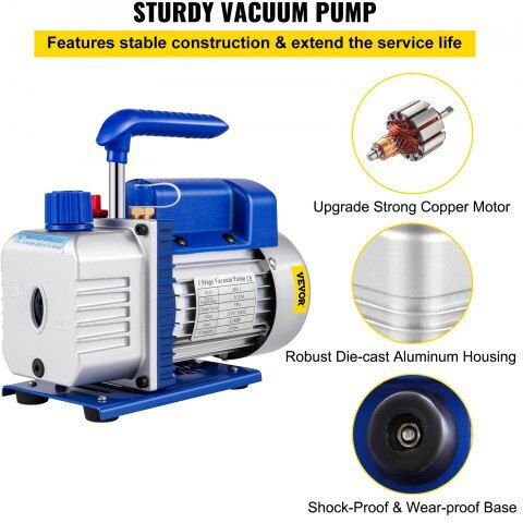 Αντλία Κενού Περιστροφικού Πτερυγίου 3CFM 1/3HP για Ψυκτικό R134a
