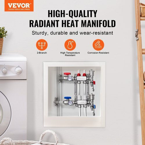 Vevor 2-Branch Floor Heating Manifold Set Pex Pipes 1/2" Drfsqbxg2hlg7e0t8v0