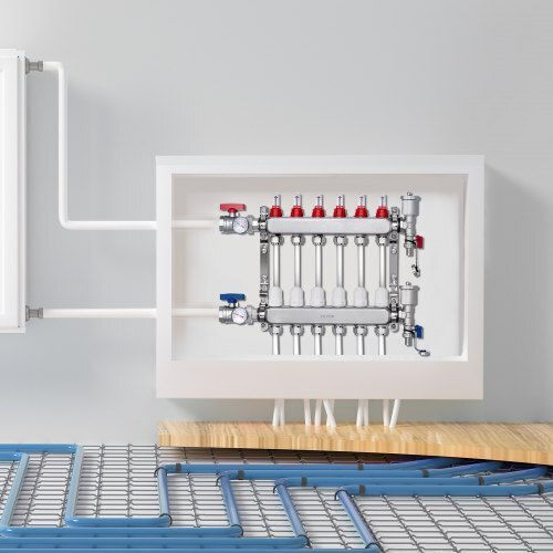 Vevor Floor Heating Manifold Set 6-Branch Pex Pipes 1/2" Drfsqbxg6hlg3is1av0