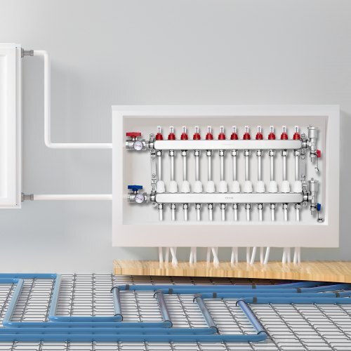 Vevor Floor Heating Manifold Set 12 Branches Pex Pipes 1/2" Drfsqbxg12hl053kuv0