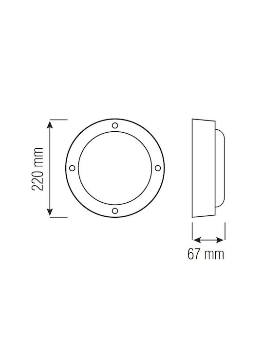 Horoz Electric Lumină de exterior montată pe perete LED 12W cu Alb Natural Lumină 22x6.7εκ.