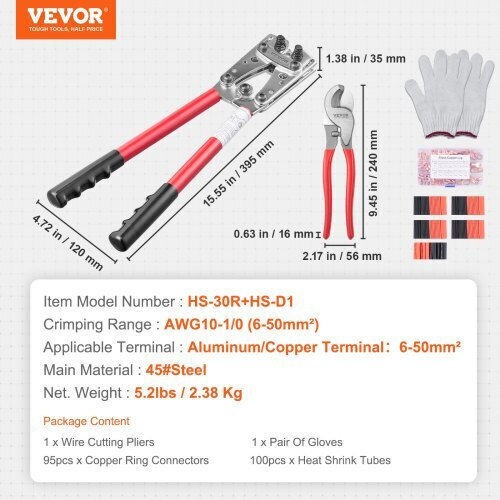 Vevor Πρέσα Ακροδεκτών Δικτύου Διατομής 6 - 50mm²