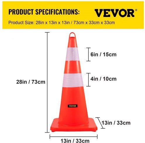 Vevor Conul De Circulație Din Plastic De Culoare Portocalie 10x10cm