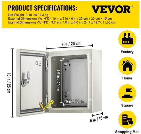 Vevor Ηλεκτρολογικό Κουτί Εξωτερικής Τοποθέτησης Στεγανό IP66 σε Ροζ Χρώμα